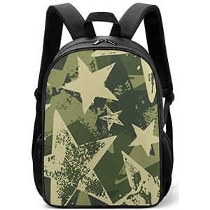 Groene Camouflage Militaire Sterren Lichtgewicht Rugzak Reizen Laptop Tas Casual Dagrugzak voor Mannen Vrouwen