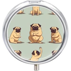 Draagbare Pillendoos Pil Case Yoga Pug Reizen Pillendoos Kleine Pil Case Dagelijkse Pil Container Pil Organizer Pocket Geneeskunde Doos Leuke Pil Case