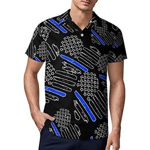 Love Blue Line USA vlag hart heren golf poloshirt zomer korte mouw T-shirt casual sneldrogende T-shirts 3XL