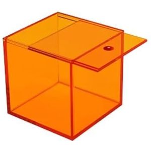transparante acryl vitrinekast， Vitrinekast Kleine Acryl Kubus Opbergkast met Drukknopdeksel, Transparante Vitrinekast for Organisator Parfum/Lippenstiften/Nagellak, Stofdichte Kunststof Kast)(Orange,