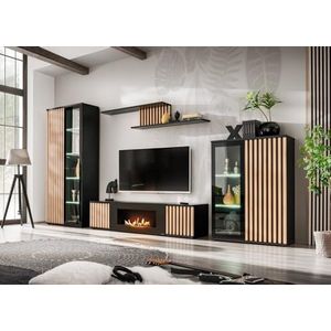 Deconation Cameron-k TV-meubelset, zwart/beige, L 340 x H 192 x D 45 cm
