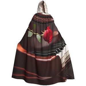 SSIMOO Rode roos op piano prachtige vampiermantel voor rollenspel, gemaakt voor onvergetelijke Halloween-momenten en meer