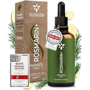 Heldengrün® Biologische rozemarijn + haarolie [hooggedoseerd] stimuleert haargroei - haarolie bij haaruitval met echte biologische jojoba- en rozemarijnolie, rozemarijnolie haar - Etherisch