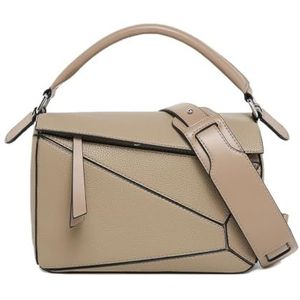 Kdaooy Luxe kleine vierkante tas voor vrouwen,Mode Eometrische handtas, Litchi Grain Crossbody Bag Lichtgewicht Messenger Bag, Kaki, Small