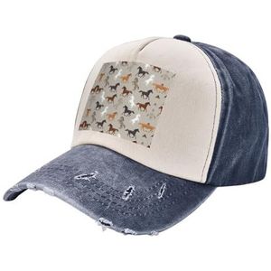 TyEdee Schattige paardenprint verstelbare papa-hoed, veelzijdige honkbalpet, outdoor hoed voor dames, cadeau voor Vaderdag, Donkerblauw, Eén Maat