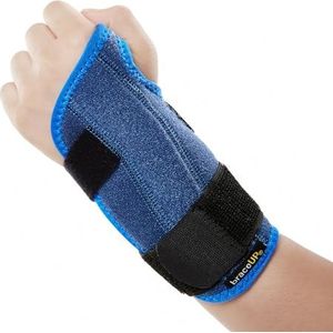 BraceUP Gestabiliseerde Polsbandage voor Kinderen – Polssteun en Polsspalk voor Jongens en Meisjes (100–150 cm), voor Dagelijks Gebruik (Blauw, One size, Links)