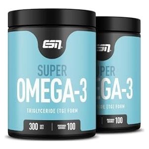 ESN Super omega-3, 2 x 300 capsules, hoge dosis visolie met 400 mg EPA en 300 mg DHA per capsule