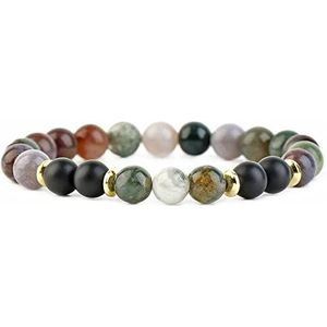 Handgemaakte kralenarmband, Indiase Agaat stenen kralen armband Edelsteen armband Eenvoudige armband Natuurlijke Frosted Stone Bead Stretch Armband Bangle Sieraden Cadeau for papa moeder vriend minnaa