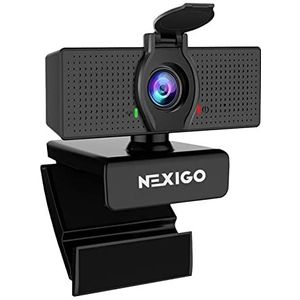 NexiGo N60 1080P webcam, Full HD met microfoon, verstelbaar gezichtsveld, zoom, software voor controle en bescherming van de privacy, USB-computercamera, voor zoom/skype/teams