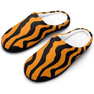 Tijgerhuid Wildlife Strepen Katoenen Slippers Voor Vrouwen Warme Anti-Slip Rubber Zool Huis Schoenen Voor Indoor Hotel 11-12 (42-43)