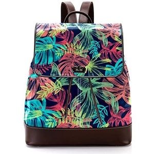 Exotische kleurrijke zomer bladeren gepersonaliseerde schooltassen boekentassen voor tiener, Meerkleurig, 27x12.3x32cm, Rugzak Rugzakken