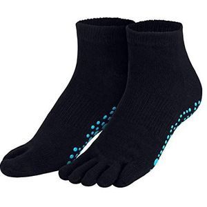 Piarini 1 paar teensokken kort, ABS-sokken van katoen, sokken voor yoga, dansen, pilates, fitness, zwart, grijs, roze, wit, 35-38, 39-42, marineblauw, 35-38 EU