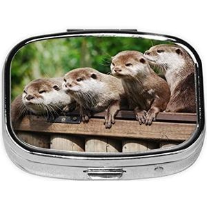 Leuke Otter Vierkante Pillendoos, Pil Dispenser Doos Kabeljauw Leverolie Doos Vitamine Pil Doos Patiënt Pillendoos