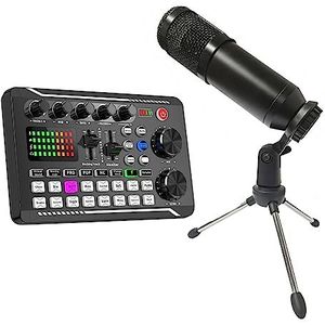 Geluidskaartkit, Multifunctionele Tuning Geluidskaart Microfoon Mixer Kit Audio Opname Mixer Audio Mixing Console Versterker for Telefoon PC(With Microphone)