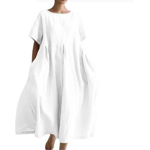 yk8fass Losse Plus-size jurk nv-1139, Wit, 3XL