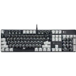 Mecool Mechanisch Gaming Toetsenbord Bedraad Wit Backlit Toetsenbord Bruin Schakelaars Volledige Grootte 104 Toetsen US Layout-Grijs en Zwart