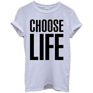 Choose Life Uniseks T-Shirt, mannen en vrouwen, 80's, grappig, nerd, geek, wit, Wit, M