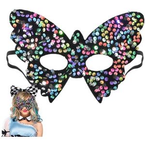 yunhuang Maskerade-masker voor dames, carnavals-pailletten-vlindermaskers, prinsessenfeestmaskers, halfgelaats-vlindermaskers voor vrouwen en meisjes