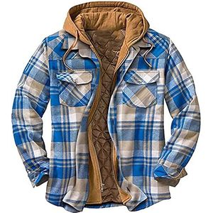 Glenmi Capuchon Met Hoed Gewatteerde Jas Fleece Geruit Dun Lichtgewicht Jas for Heren Thermisch Shirt Modieus Lumberjack Shirt Met Lange Mouwen (Color : E, Size : XL)