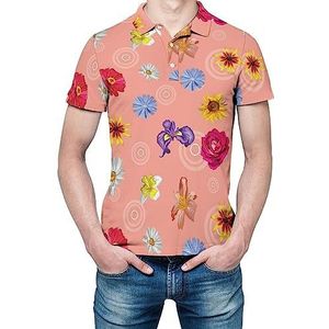 Kleurrijke bloemen heren shirt met korte mouwen golfshirts normale pasvorm tennis T-shirt casual zakelijke tops