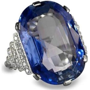 VCODWCSJO Fashion Engagement ovale ring ingelegd saffier topaas ring armband, 8, Zirkonia