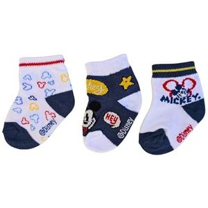 Ellepi Disney babysokken, set van 3 paar, met Minnie en Micky Mouse, zacht, van natuurlijk katoen, Micky Mouse Bco Blauw, 12-18 mesi