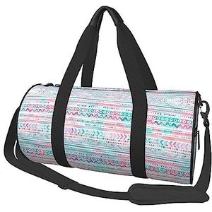 Kleurrijke Boho Design Vintage Gedrukt Ronde Duffel Bag Lichtgewicht Reizen Sporttas voor Mannen Vrouwen, Zwart, Eén maat