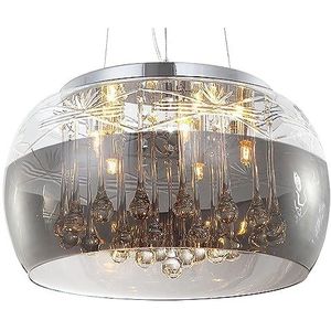 Lewima Kristallen led-plafondlamp, diameter 40 cm, hanglamp, plafondlamp, kroonluchter, eetkamer, glazen lampenkap, klassiek design, modern, 5 x G9 fittingen