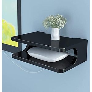 XU FENG Wandgemonteerde zwevende plank tv-kast plank tv-console router plank dvd-settopbox telefoonopbergrek hangende doos, multimedia-opslagplank (kleur: zwart)