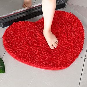 EN AyuL Hartvormige microvezel badmat, Chenille absorberende badmat, 50x60cm 70x80cm badmat voor keuken slaapkamer slaapzaal zwembad badkamer tapijten (40x50cm, rood)