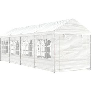 Gecheer Paviljoen met dak, tent, partytent, tuinpaviljoen, waterdicht, buitenpaviljoen, paviljoen met muren, gordijnen voor evenementen en luifels, wit, 8,92 x 2,28 x 2,69 m, van polyethyleen