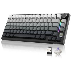 YINDIAO ATTACK SHARK X820 Ultra Gasket Mechanisch Toetsenbord met TFT-scherm en Knop, 75% ANSI-indeling, 2,4 GHz/BT/Bedraad, 5 Noise-Absorbing Foams, Hot-swap, for PC,MAC (Moonlight, Cadeau Switch)