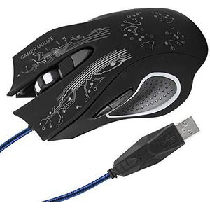 USB-bedrade muis, X11 ergonomische optische computermuizen, RGB-gamingmuis met 6 toetsen, universele computermuis voor thuis, op kantoor, games(Zwart)