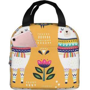 EdWal Cartoon Alpaca Leuke Dierenprint Lunchbox voor Vrouwen Mannen Volwassen Herbruikbare Lunch Tas Geïsoleerd, Voor Werk Reizen Picknick