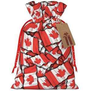 Canadese vlag vakantie geschenkzakken,Herbruikbare kerstgeschenkzakken,Kunstige benadering van het geven van geschenken