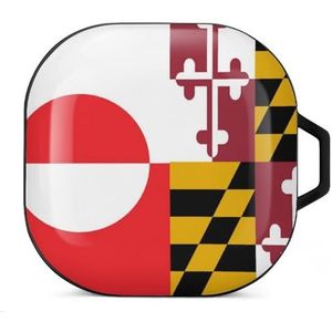 Greenland Maryland vlag oordopjes hoesje compatibel met Samsung hard shell beschermhoes zwart-stijl