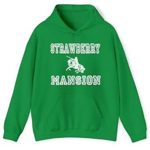 A&M Express Unisex Pullover Hoodie - Strawberry Mansion Fleece Zwart Groen Rood Blauw Pullover Hoodie - Casual Hoodie Voor Mannen, Groen, L