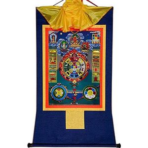 (Beschermingswiel van de Tibetaanse kalender, Tibetaanse dierenriem) Boeddha tapijt met scroll, for Zen Home Decor Meditatie (kleur: rood, maat: medium) (Color : Blu, Size : Large(85cm*63cm))