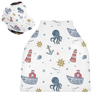 Cartoon Octopus zeilen wit baby autostoelhoes luifel rekbare verpleegkundige hoezen ademend winddicht winter sjaal voor baby borstvoeding jongens meisjes