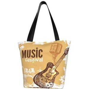 Schoudertas, canvas draagtas grote tas vrouwen casual handtas herbruikbare boodschappentassen, All Night Music Festival, zoals afgebeeld, Eén maat