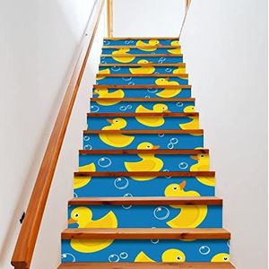 Rubber gele eend trapsticker schil en stok trapverhoger stickers verwijderbare zelfklevende trap decor 2 set