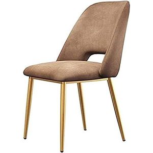 GEIRONV 1 stks moderne fluwelen eetkamerstoelen, metalen poten zacht kussen make-up stoelen antislip eetkamerstoelen keuken woonkamer stoelen Eetstoelen (Color : Light brown, Size : 43x46x81cm)