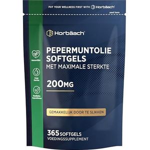 Pepermuntolie Softgels 200 mg | 365 Softgels | Hoge Sterkte Capsules van Peppermint Oil | van Horbaach