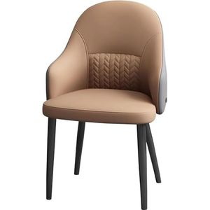 AVLLSO Modern design eetkamerstoelen met kunstleren kussen zitting en metalen poten, gestoffeerde zijstoelen voor woonkamer/eetkamer/slaapkamer/restaurant (bruin)