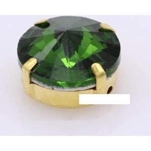 24 kleuren 6/8/10/12/14/16/18/25mm ronde naai op kristal met gouden knop voor kleding sieraden schoenen diy versieringen-gras groen, 14mm 12 stuks