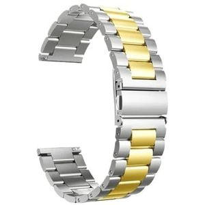 Roestvrij Stalen Bandjes fit for Garmin Forerunner 55 245 645M Smart Horloge Band Metalen Armband Riemen fit for aanpak S40 S12 S42 Correa (Color : Style 1 Silver Gold, Size : For Forerunner 645M)
