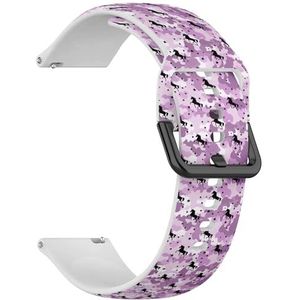 RYANUKA 22 mm zachte siliconen sporthorlogeband met snelsluiting (kleurrijke camouflage roze eenhoorn sterren) vervangende smartwatch-armband, Siliconen, Geen edelsteen