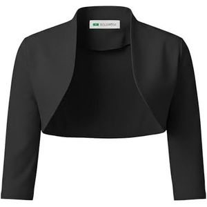 Bolerose 3/4 Mouw Formeel Getailleerd Bolero Shrug (Zwart, S)