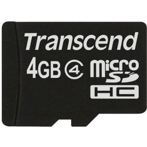 Transcend TS4GUSDC4 Micro SDHC 4GB Class 4 Geheugenkaart Zwart