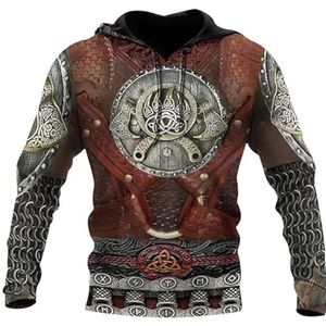 Jarumin Norse Warrior Hoodie - Maza 3D Viking Battle Ax Bear Claw Totem Print Punk Street Pullover Sweatshirt - Celtic Pagan Sako da Tufafin Waje(Color:Pullover Hoodie,Size:5XL)